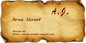 Árva József névjegykártya